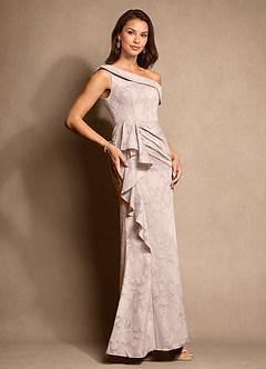 Azazie Hamptons Mother of the Bride Dresses Blushing Pink A-Line Pleated Floral Burnout Dress image4