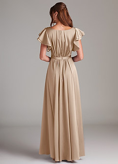 Azazie Daphne Modest Bridesmaid Dresses A-Line Ruched Stretch Satin Floor-Length Dress image6
