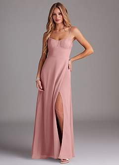 Azazie Breonna Bridesmaid Dresses Dusty Rose A-Line Sweetheart Neckline Chiffon Dress image1