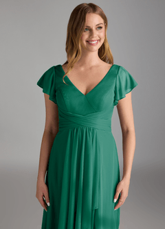 Azazie Omari Brautjungfernkleider A-Linie Gittergewebe Kleid Smaragd image3