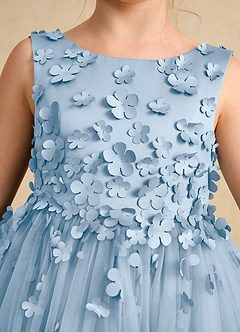 Azazie Lana Blumenmädchenkleider A-Linie ärmellos Matte Satin Kleid Puderblau image6