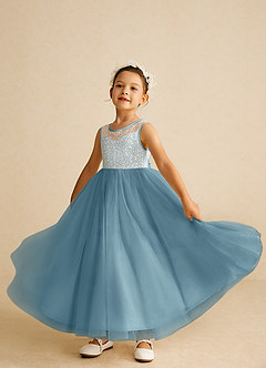 Azazie Tay Vente Finale Robe Trapèze en Tulle Paillettes Agave image6