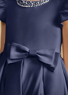 Azazie Pearl Flower Girl Dresses Stormy Ball-Gown Pleated Matte Satin Dress image7