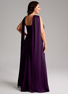Azazie Kinsley Brautjungfernkleider Meerjungfrau-Linie Seitliche Cut-Outs Stretch-Satin Kleid Traube image9