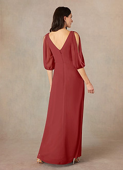 Azazie Bronwyn Kleider für die Brautmutter A-Linie V-Hals Gerüscht Chiffon Kleid Rost image4