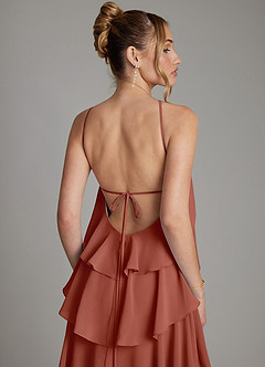 Azazie Deena Abiti da Damigella Abito A-Line in Chiffon Drappeggiato Auburn image6