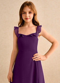 Azazie Chip Girls Formal Flower Girl Dresses Grape A-Line Sleeveless Chiffon Dress image6