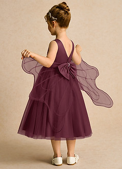 Azazie Pear vestidos de niña de las flores Vestido de Cabernet de Tul de Princesa con Lazo image5