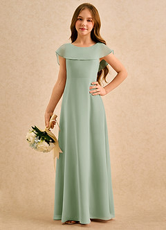 Azazie Kittie Girls Formal Flower Girl Klänningar Klä A-Line i Chiffong image5