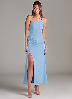 Azazie Eren Brautjungfernkleider Meerjungfrau-Linie One-Shoulder Chiffon Kleid Puderblau image3