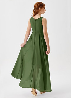 Azazie Lizette Junior Olive A-Line Pleated Chiffon Dress image2