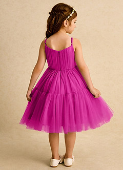 Azazie Osea Abiti da Ragazza di Fiori Abito Principessa in Tulle Plissettato Fucsia image2