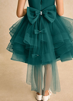 Azazie Tinie Flower Girl Dresses Peacock Ball-Gown Bow Tulle Dress image7