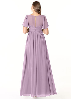 Azazie Verna Robes de demoiselle d'honneur de maternité Robe Trapèze Col V froncé Longueur ras du sol Mousseline de soie image2