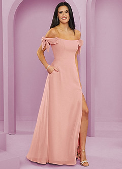 Barbie ♥ Azazie Bridesmaid Dresses Rosette A-Line Off the Shoulder Chiffon Convertible Dress image4