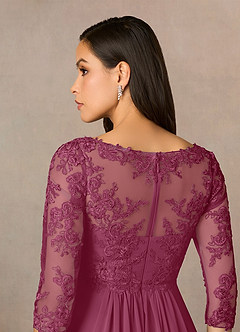 Azazie Hayek Mother of the Bride Dresses Mulberry A-Line V-Neck Lace Chiffon Dress image5