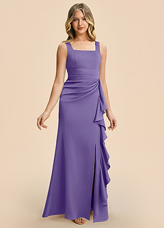 Azazie Adrienne Junior Tahiti Sheath Pleated Stretch Satin Dress image6
