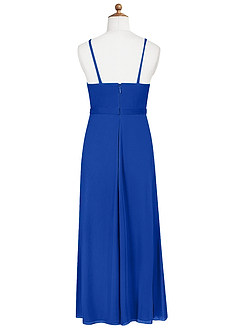 Azazie Luxy Junior Vestido de Azul Real de Malla con Plisado image7