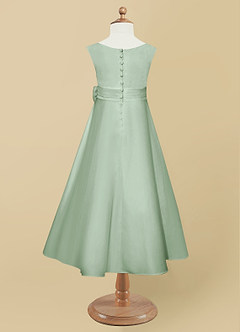 Azazie Lindy Flower Girl Dresses Agave A-Line Pleated Matte Satin Dress image11