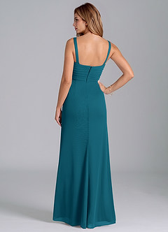 Azazie Micky Bridesmaid Dresses Ink Blue A-Line Pleated Mesh Dress image6