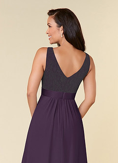 Azazie Xella Mère de la mariée Robes Robe Trapèze en Mousseline de soie Dentelle Prune image6