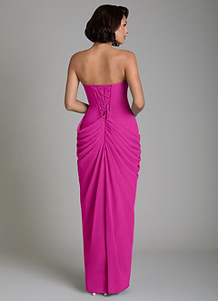 Azazie Nyra Abiti da Damigella Abito Tubino in Chiffon Corsetto Fucsia image2