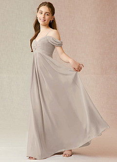 Azazie Kaitlynn Junior Abito A-Line in Chiffon a Spalla Scoperta Gelo image3