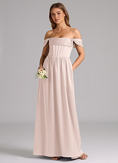 Azazie Hattie Bridesmaid Dresses Blushing Pink A-Line Corset Stretch Satin Dress image5