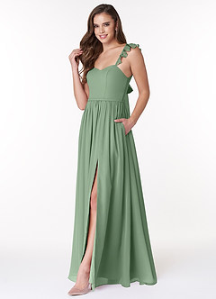 Azazie Metz Bridesmaid Dresses Matcha A-Line Sweetheart Ruched Chiffon Dress image4