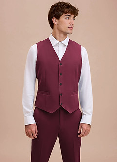 front Ethan Burgundy Refined Weave Suit Vest