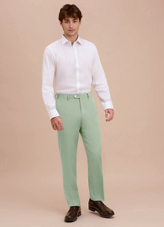 front Ethan Dusty Sage Refined Weave Dress Pants