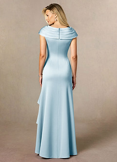 Azazie Anderson Mère de la mariée Robes Robe Trapèze en Satin extensible Plissée Bleu Ciel image2