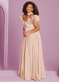 Barbie ♥ Azazie Bridesmaid Dresses English Rose A-Line Off the Shoulder Chiffon Convertible Dress image14