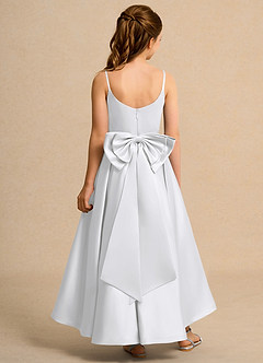 Azazie Sweets Girl vestidos de niña de las flores Vestido de Blanco de Satin Mate de Corte En A con Plisado image2