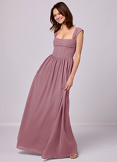 Barbie ♥ Azazie Bridesmaid Dresses Vintage Mauve A-Line Corset Chiffon Dress image2