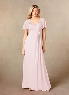Azazie Holga Kleider für die Brautmutter A-Linie V-Hals Spitze Chiffon Kleid Zartrosa image4