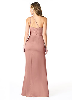 Azazie Eren Bridesmaid Dresses Rosette Mermaid One Shoulder Stretch Satin Dress image2