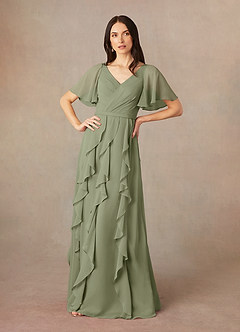 Azazie Watson Abiti per la Madre della Sposa Abito A-Line in Chiffon con Scollo a V Pistacchio image1