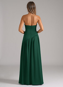 Azazie Adeline Vestidos de damas de honor Vestido de Verde Oscuro de Satén Elástico de Corte en A Convertible con Sin tirantes image5