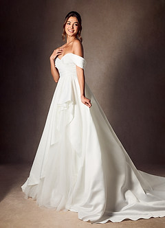 Azazie Alexandria Vestidos de novia Vestido de Diamante Blanco de Satin Mate de Corte en A con Vestidos sin tirantes image7