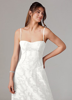 Azazie Valentine Bridesmaid Dresses White A-Line Sweetheart Neckline Floral Burnout Dress image6