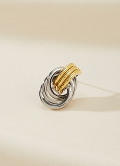 front Mixed Metal Interlocking Hoops