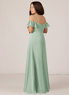 Azazie Juna Junior Agave A-Line Off the Shoulder Chiffon Dress image5