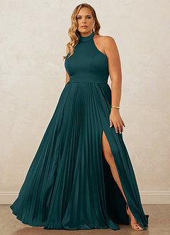 Christian Siriano Bridal for Azazie 1007 Bridesmaid Dresses Pine A-Line Pleated Stretch Satin Dress image8