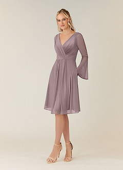 Azazie Teraso Final Sale Dusk A-Line Pleated Mesh Dress image3