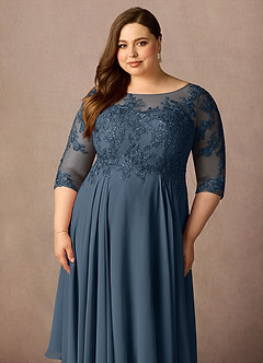 Azazie Marge Brudens mor kjoler A-Line Scoop Blonde Chiffon Te-længde Kjole image11