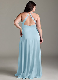 Azazie Davis Bridesmaid Dresses Sky Blue A-Line Pleated Stretch Satin Dress image8