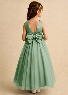 Azazie Lior Robe Demoiselle D'honneur Fillette Robe Princesse en Tulle Plissée Matcha image5