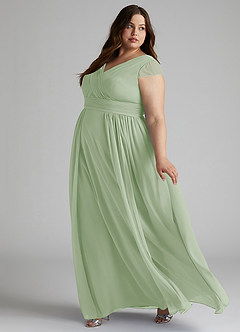 Azazie Organa Bridesmaid Dresses Dusty Sage A-Line Pleated Chiffon Dress image9