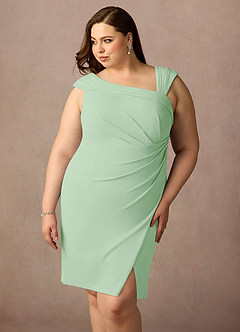 Azazie Cecily Final Sale Dusty Sage Sheath Stretch Crepe Dress image11